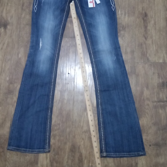 Rock Revival NWT Women's 26 Bootcut Tricia Embellished Faux Leather Flap Pockets - Picture 10 of 11